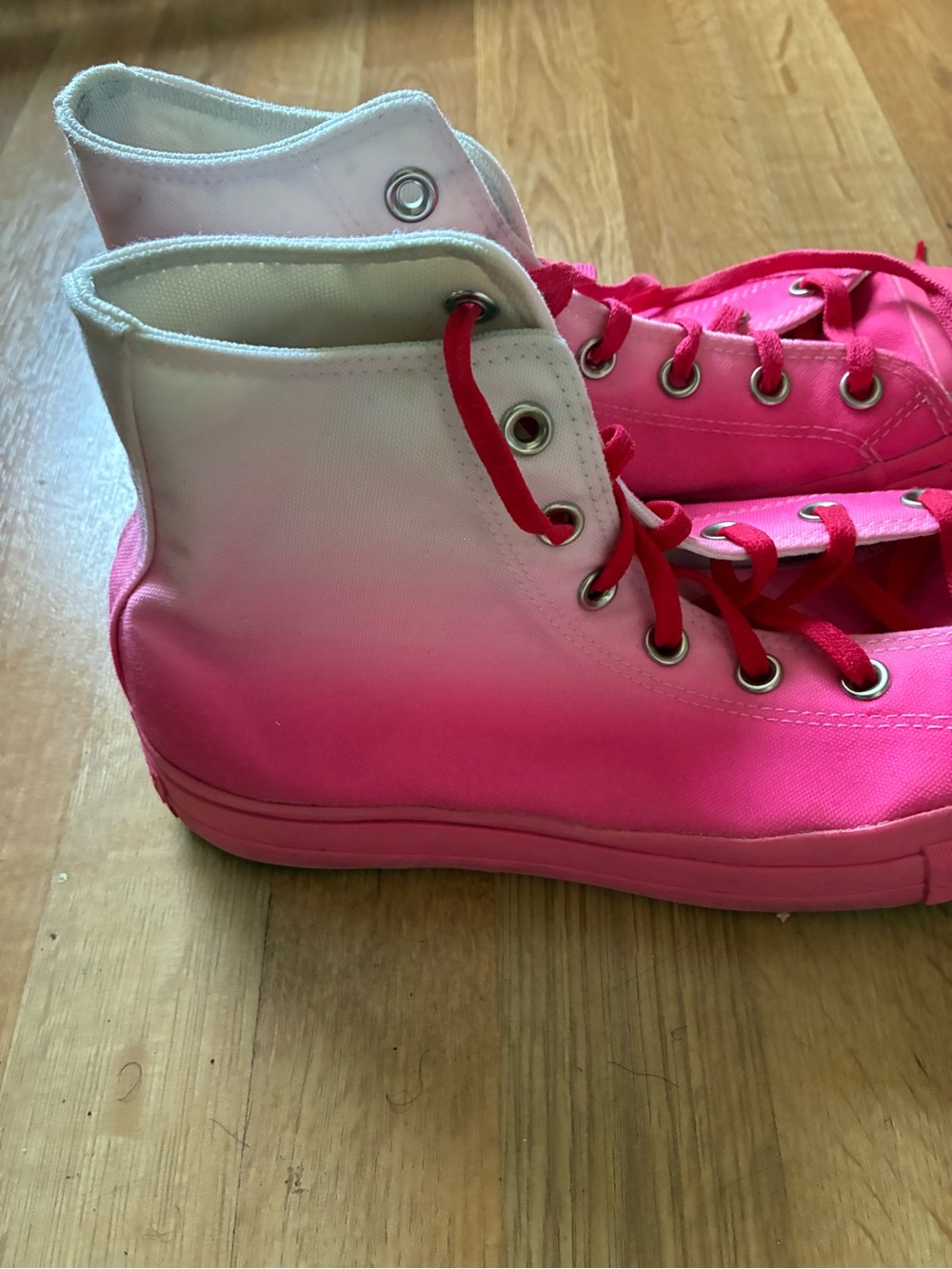 Converse Pink and White High-Top Gradient Sneakers